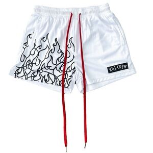 Kill Crew Athletic Shorts with Black Flame Design